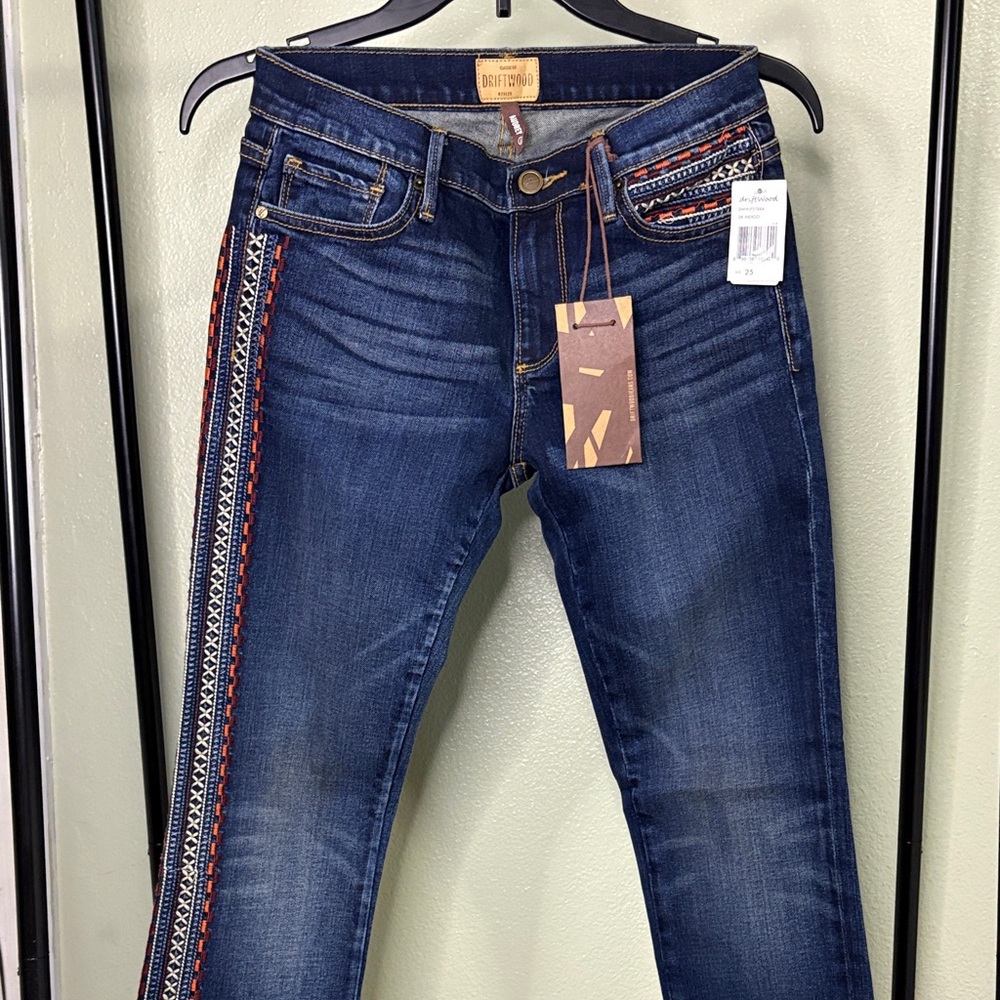 DRIFTWOOD Dark Blue Skinny Jeans with Red and White Accents